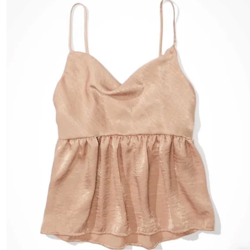 American Eagle Silky Cowl Neck Babydoll Top